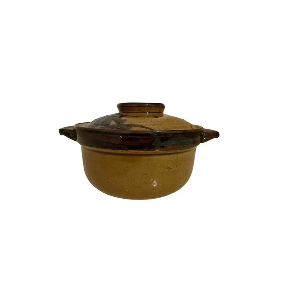Vintage Otagiri Collectable Stoneware Neutral Tone Single Rice Dish with Lid